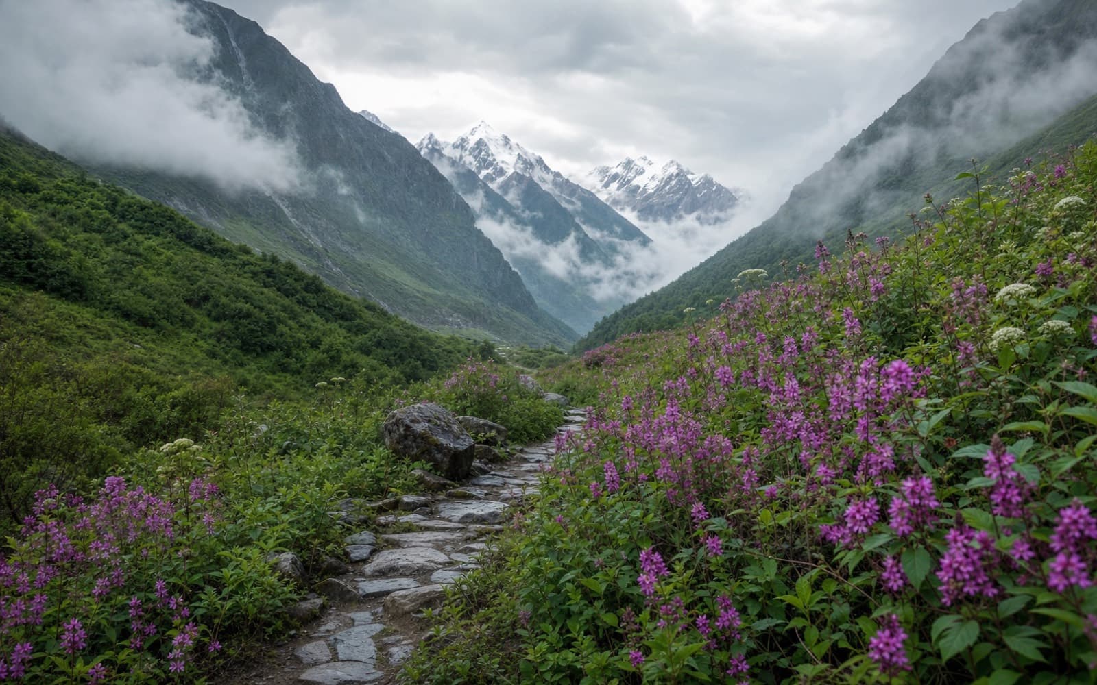 A quiet open valley, the kind of place a retreat slows down into